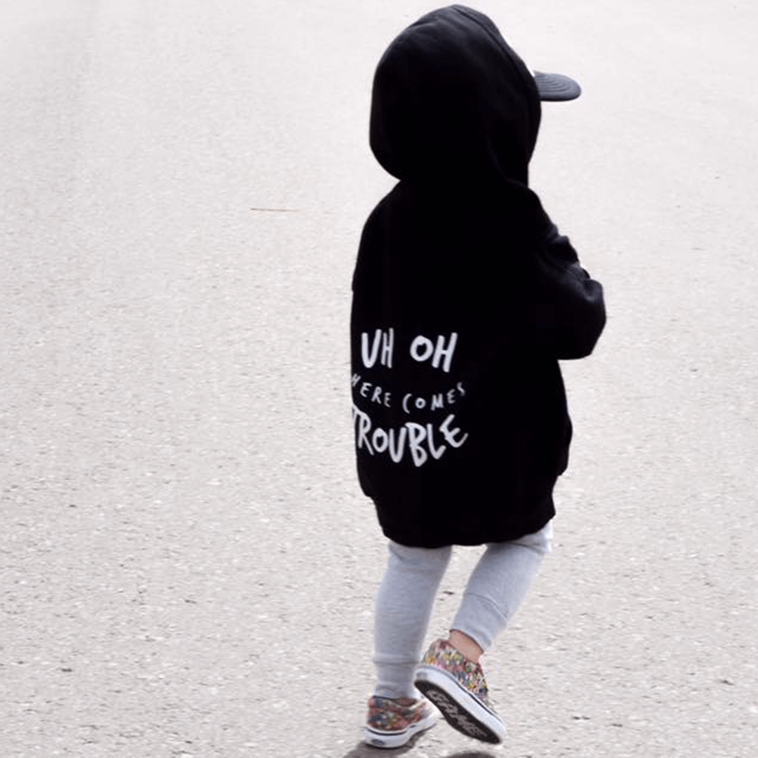 Uh Oh Here Comes Trouble Unisex Baby & Kids Zip Up Hoodie