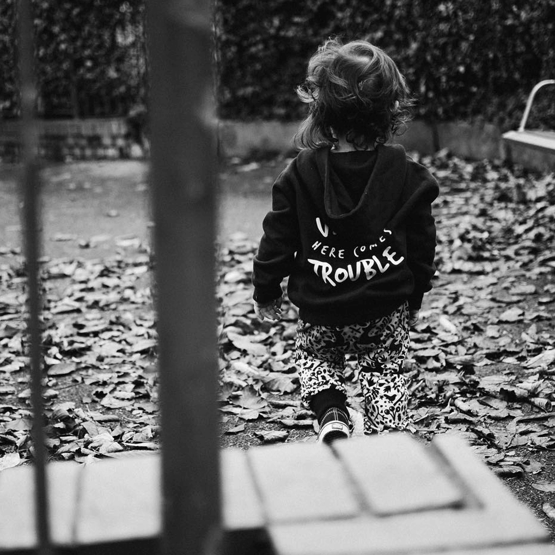 Uh Oh Here Comes Trouble Unisex Baby & Kids Zip Up Hoodie