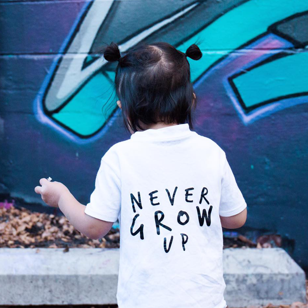 Never Grow Up Unisex Short Sleeve Baby & Kids T-Shirt