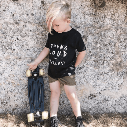 Young, Loud & Fearless Unisex Short Sleeve Baby & Kids T-Shirt